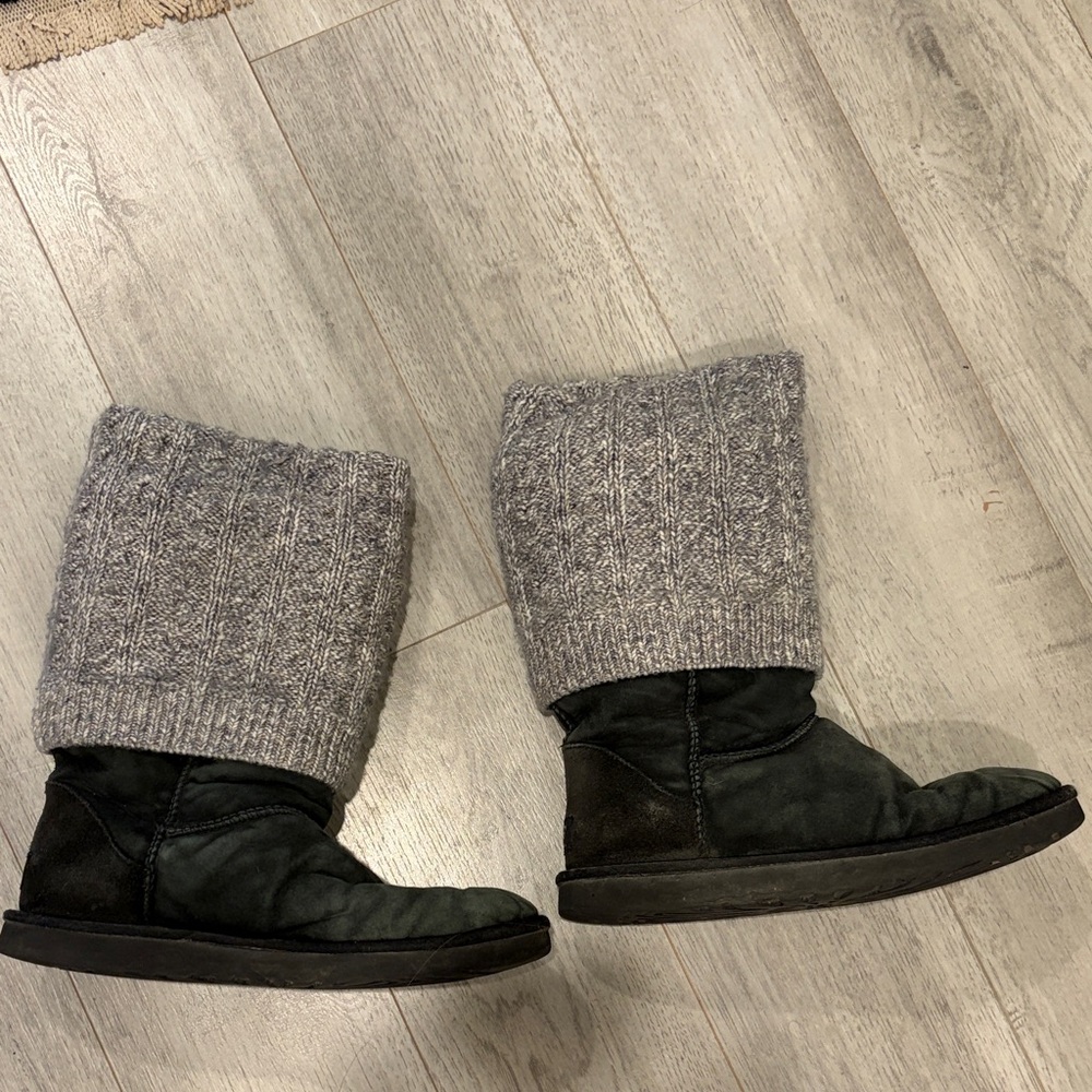 UGG Black and Gray Knit Boots